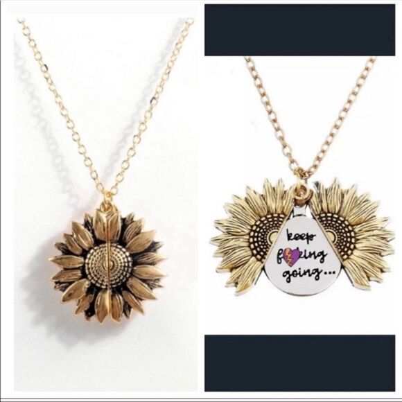 Jewelry - Keep F**king Going Sunflower Necklace Motivational